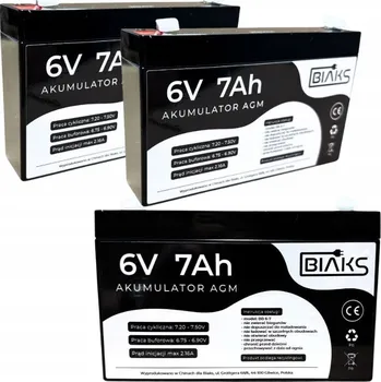 Záložní baterie 2x Akumulátor AGM 6V 7Ah BIAKS (rozměr 7.2Ah 10AH úzký) pro alarm UPS CCTV