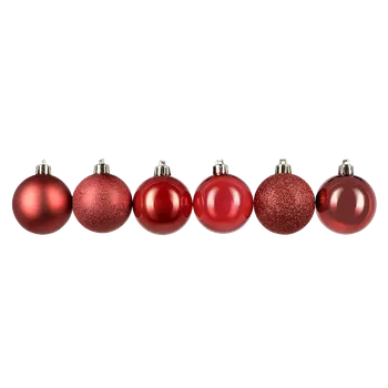 Vánoční dekorace Sada vánočních baněk, červená, plast, 48 ks