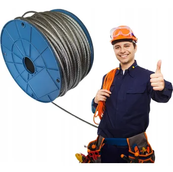 Lany Ocelové lano 8mm v opletu 6x19 - 100m Pozinkované vinutí Pozink