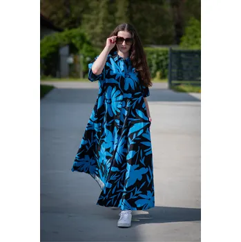 Dámské šaty Košilové šaty květ MY-2068L barva: modrá