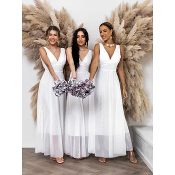 Dámské šaty Bílé dlouhé šaty ADRAS pro družičky Velikost: ONESIZE