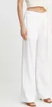 Lněné kalhoty BOSS dámské, bílá barva, jednoduché, high waist, 50540608, vel. 38