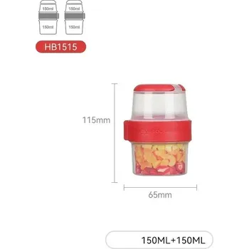 Svačinový box Dvoupatrová krabička na jogurt a ovoce s víkem | svačinová krabička, úložný box - 300 ml