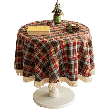 ubrus Klasický červeno zelený retro vánoční ubrus | ubrus, vánoční dekorace - Červenohnědá mřížka , čtverec 100x140 cm