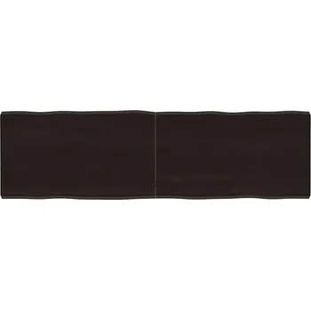 Stolní podložka Nábytek XL Stolní deska tmavě hnědá 140x40x(2-4)cm ošetřený dub živá hrana 364028