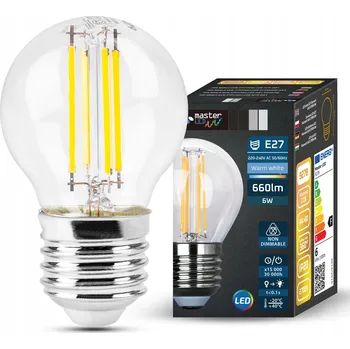 Žárovka LED žárovka FILAMENT E27 G45 6W 2700K TEPLÁ BÍLÁ
