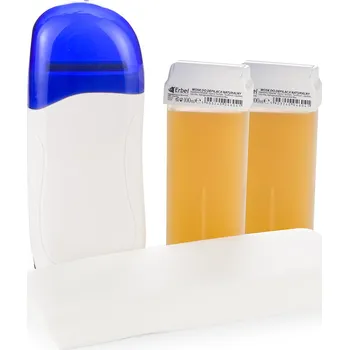 Přípravek na depilaci a epilaci Sada na depilaci Vosk Erbel 2 kusy, ohřívač a depilační pásky 100 kusů