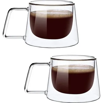 Průhledný skleněný hrnek na espresso, latte, čaj | hrnek skleněný - B-2KS