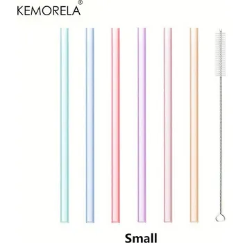 6 ks Sada silikonových průhledných brček na pití pro opakované použití | eko brčka, párty doplněk - 6KS-Malé