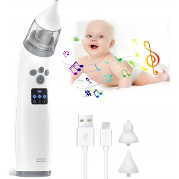 Odsávačka hlenu ELEKTRICKÁ ODSÁVAČKA HLENŮ 68KPA TICHÁ SE DVĚMA NÁSTAVCI PRO DĚTI S HUDBOU