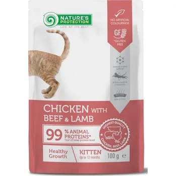 Krmivo pro kočku Nature's Protection Cat kaps. Kitten Chicken, Beef and Lamb 100g