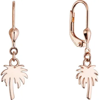 Náušnice Pozlacené stříbrné náušnice palmy 61131 rose gold