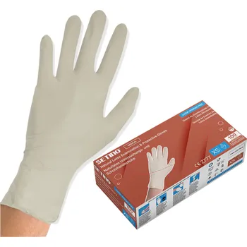 Vyšetřovací rukavice Vyšetřovací rukavice latexové bez pudru Setino bílé, 100 ks L