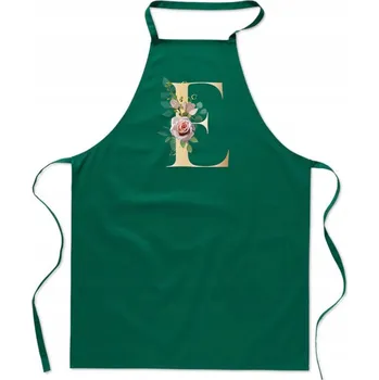 Kuchyňská zástěra KUCHYŇSKÁ ZÁSTĚRA zelená S PÍSMENEM E Jméno Ewelina Eliza Eryk Ela FA_338_z