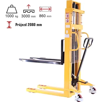 Plošinový vozík Ruční vysokozdvižný vozík, do 1 000 kg, výška zdvihu 3 000 mm