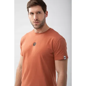 Pánské oblečení Hnědé Pánské tričko BASIC TSHIRT 150 T BROWN, velikost S