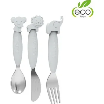 dětský příbor Bo Jungle Příbor silikon + nerez Grey