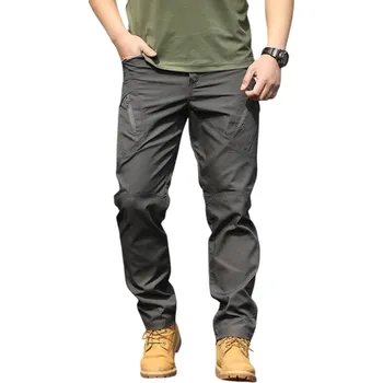 Pánské kalhoty Pánské taktické kalhoty Slim Fit Maskovací střih Voděodolné kalhoty Prodyšné tréninkové kalhoty Outdoor sportovní oblečení šedá L