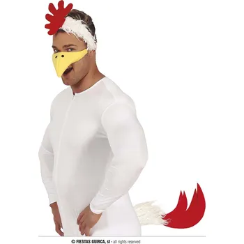 Karnevalový doplněk Guirca Slepičí čelenka, zobák a ocas