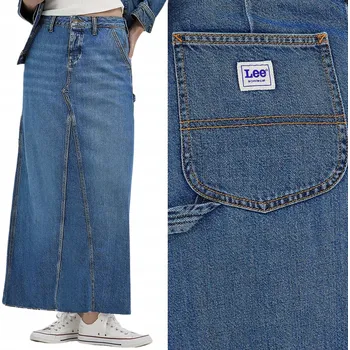 Dámská sukně Lee CARPENTER SKIRT WORKWEAR Cobalt Gleam DLOUHÁ DŽÍNOVÁ SUKNĚ W28