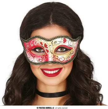 Karnevalový doplněk Guirca Malovaná červená benátská škraboška