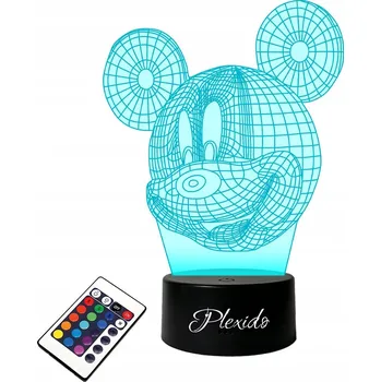 Lampička LAMPIČKA na SKLE Mickey Mouse Disney 3D LED RGB DÁLKOVÝ OVLADAČ 16 BAREV