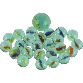 Hračka pro nejmenší Teddies Kuličky cvrnkací skleněné různé velikosti v síťce