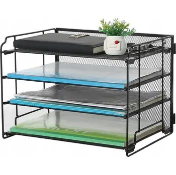 Organizér na stůl Zásuvky na dokumenty kovové 4 Police