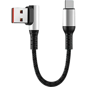 Datový kabel Rychlonabíjecí USB A na USB C kabel 25 cm 6A kabel s jedním 90° kolenem loketní datový kabel Typ C krátký kabel přenos dat nabíjení