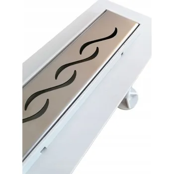Odvodňovací žlab Lineární odtok 60 cm ABS nízký, nízká stavební výška, vzor ocel inox M01