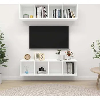 Obývací stěna vidaXL Nástěnné TV skříňky 2 ks dřevotříska [3079782] Barva: Bílá