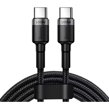Datový kabel Rychlonabíjecí duální USB C kabel 2 m 100 W PD opletený 5A QC 3.0 nabíjecí a datový kabel 20V 480 Mb/s vysoký výkon rychlá synchronizace černá
