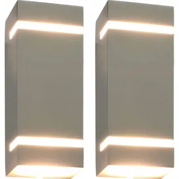 Venkovní osvětlení Venkovní nástěnné lampy, 2 ks, 35 W, stříbrné, obdélníkové