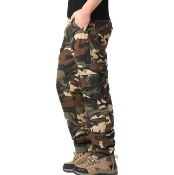 Pánské oblečení Pánské taktické maskovací kalhoty Více kapes Vojenský styl Outdoorové kalhoty Odolný materiál Kempování Turistika Práce hnědá 32