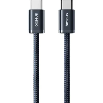 Datový kabel Rychlonabíjecí duální USB C kabel 1 m PD 100W konektor Typ C opletený kabel 480 Mbps datový kabel pro rychlé nabíjení a přenos dat tmavě modrá