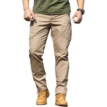 Pánské kalhoty Pánské taktické kalhoty Slim Fit Maskovací střih Voděodolné kalhoty Prodyšné tréninkové kalhoty Outdoor sportovní oblečení khaki M