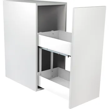 Odpadkový koš CARGO KOŠ DO SKŘÍŇKY 60 BÍLÝ S TLUMENÍM DOVÍRÁNÍ PLNÉ DNO VÝSUVNÝ 2 ÚROVNĚ PODLOŽKA