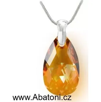 Náhrdelník Swarovski Elements Pear krystal 22mm - Stříbrný náhrdelník (přívěsek + řetízek) visací oranžová slza, kapka 54035.3 Topaz Cooper (oranžová tmavá, jantarová)