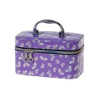 Školní kufřík Kufřík se zipem a zrcátkem, velikost S, motiv:fialový motýlci, 19x12x11cm