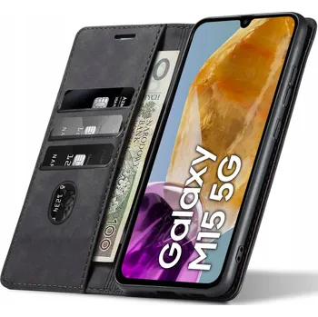 Pouzdro na mobilní telefon Pouzdro s klopou Nela-Styl pro Samsung Galaxy M15, černé