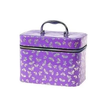 Školní kufřík Kufřík se zipem a zrcátkem, velikost M, motiv:fialový motýlek, 21x14x13cm