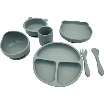 SILIKONOVÁ SADA NÁDOBÍ PRO DĚTI RŮŽOVÁ 5 DÍLŮ