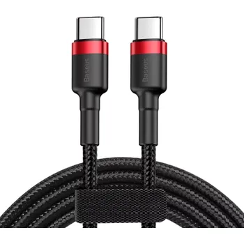 Datový kabel Rychlonabíjecí duální USB C kabel 2 m 60 W PD opletený datový kabel 5A QC 3.0 20V 480 Mb/s rychlé nabíjení široká kompatibilita červená