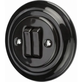 vypínač Keramický žaluziový dvojitý podomítkový vypínač, černý