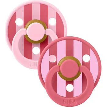 dudlíky Bibs Studio Colour Block dudlíky kaučuk 2 ks 0 - 6 měsíců Baby pink/coral mix