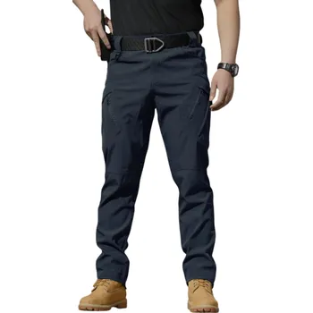 Pánské kalhoty Pánské taktické kalhoty Slim Fit Maskovací střih Voděodolné kalhoty Prodyšné tréninkové kalhoty Outdoor sportovní oblečení tmavě modrá XL