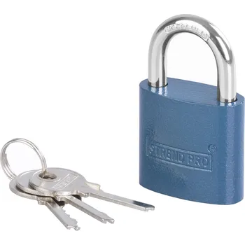 Visací zámek STREND PRO® Zámek visací, litinový, 38 mm, modrý, 3 klíče