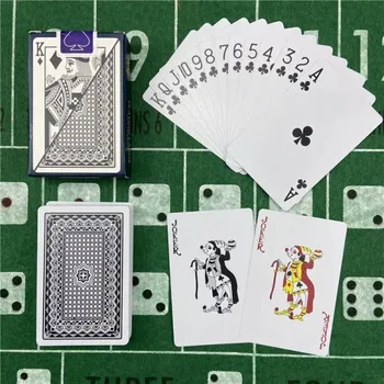 Poker Voděodolné plastové hrací karty 54 kusů s matným povrchem a motivem 6939 vhodné pro poker žolíky nebo kanastu rozměr 58 x 88 mm černá