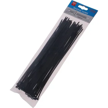 Stahovací páska LEVIOR® Pásek stahovací nylon 250×3,6 mm, černý, 50 ks 23816