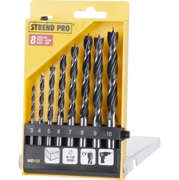 Vrták STREND PRO® Sada Vrtáky do dřeva WD122 spirálové 8 ks 3-10 mm 420413